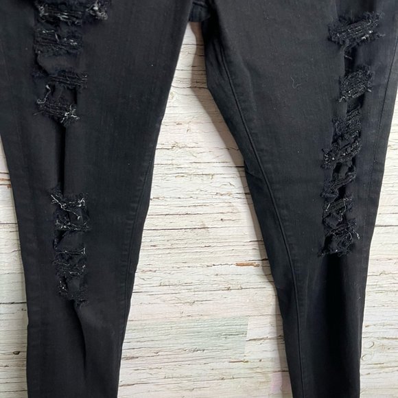 Frame Denim Le Skinny de Jeanne Ripped distressed Hem Black Jeans Size 28 - Picture 4 of 11